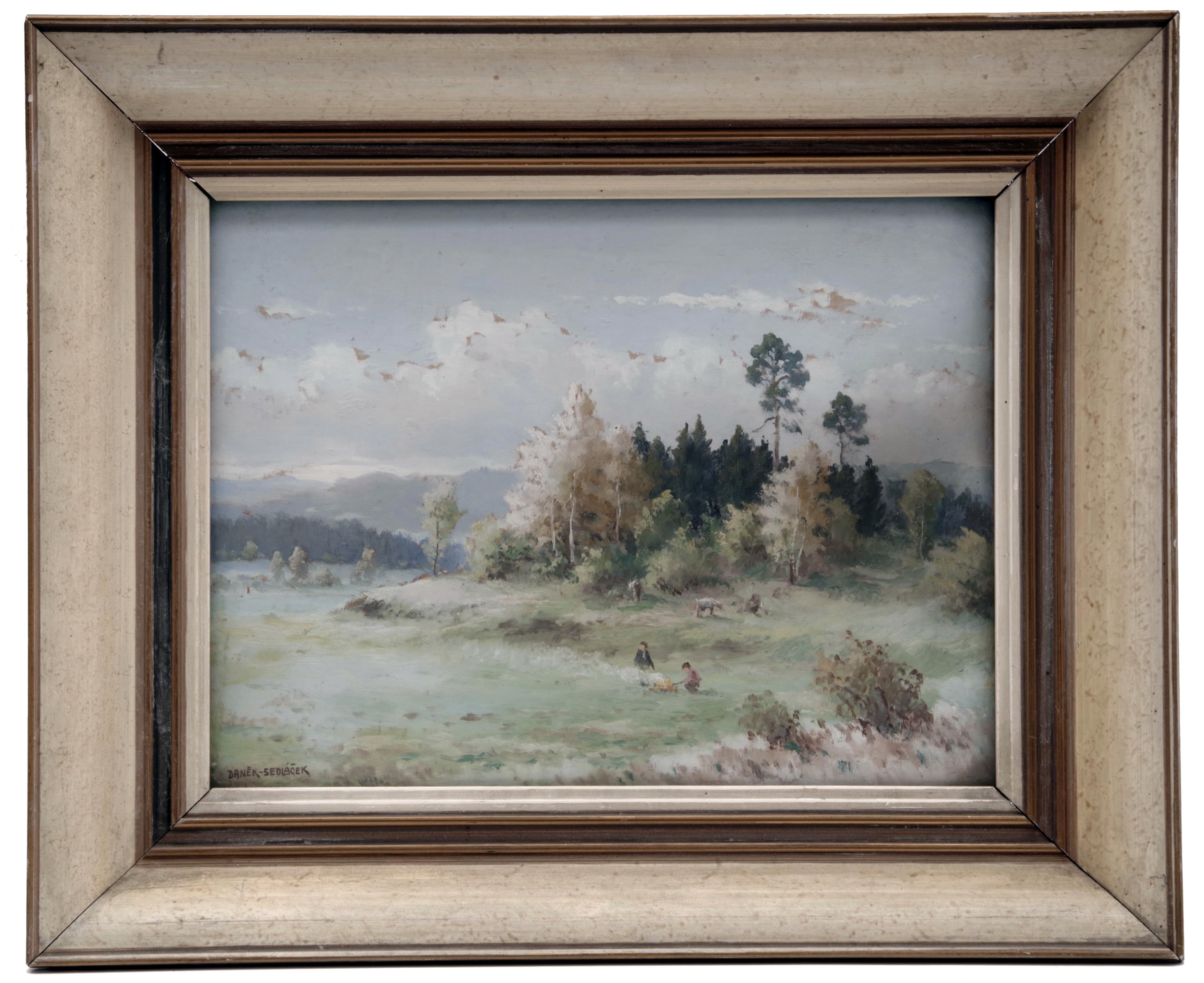 Podzimní krajina s pastevci, František Daněk-Sedáček