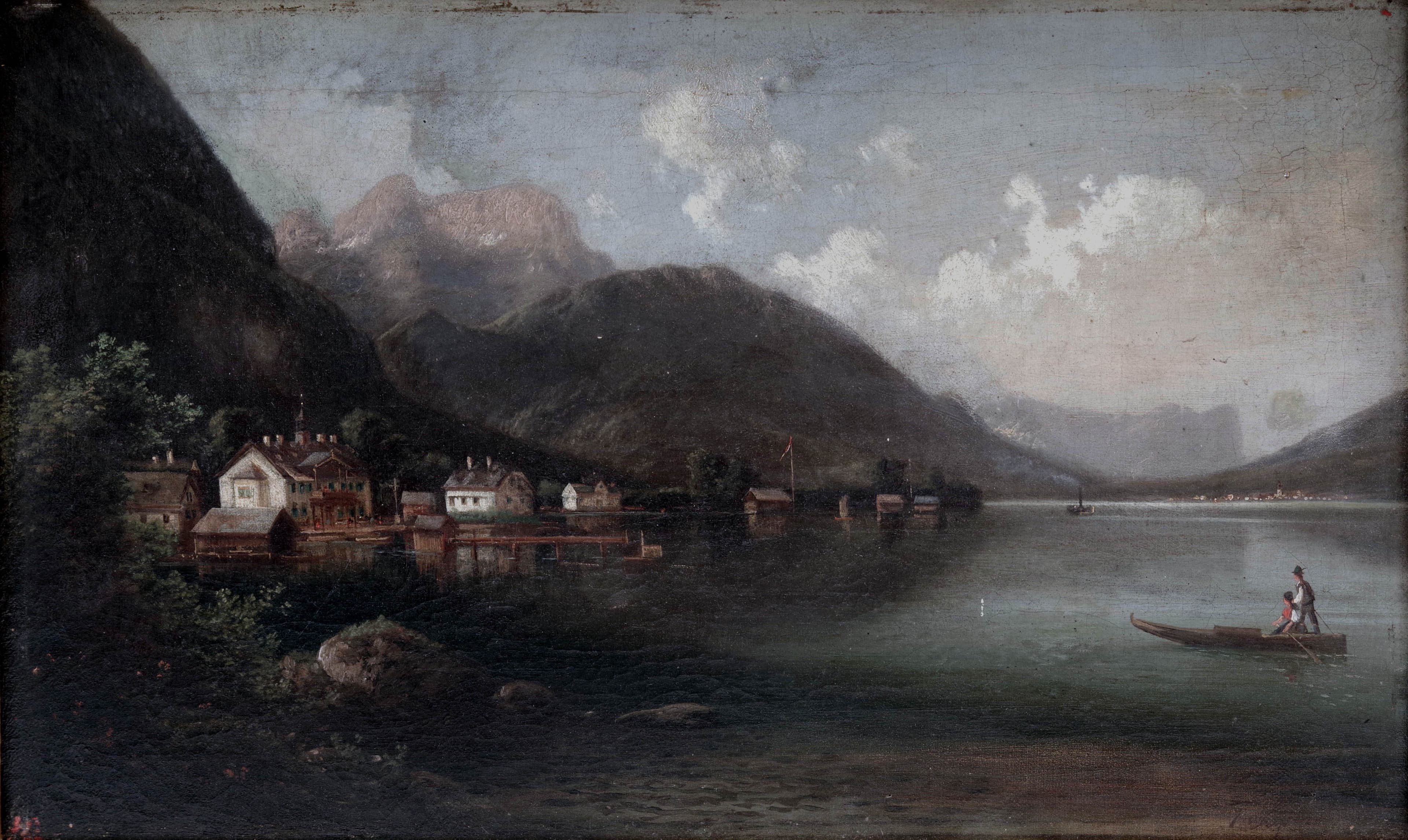 Pohled na Weißenbach u jezera Attersee, Károly Telepy — 2
