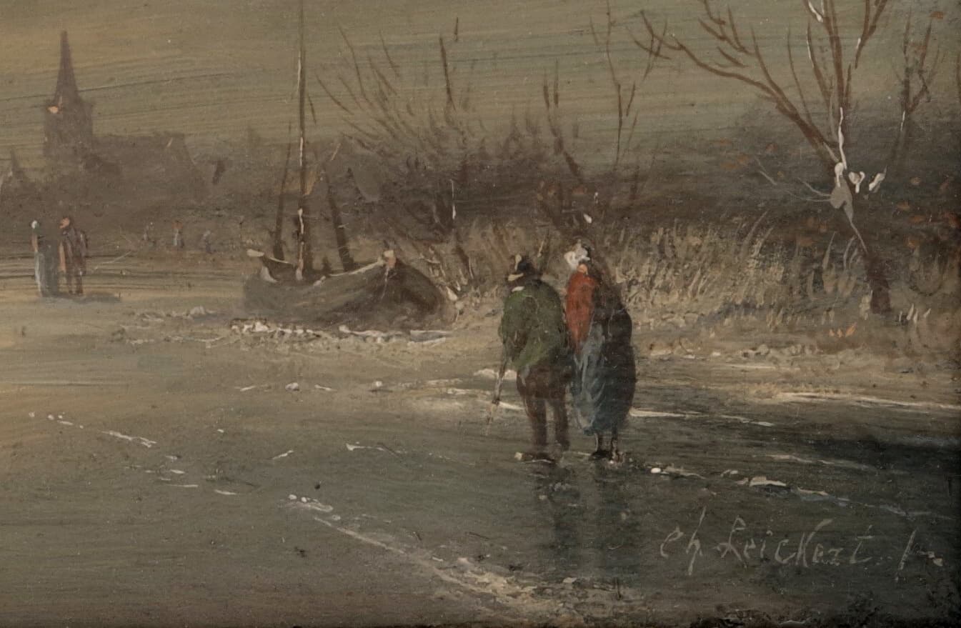 Holandská zimní krajina s větrným mlýnem, Charles Leickert — 5