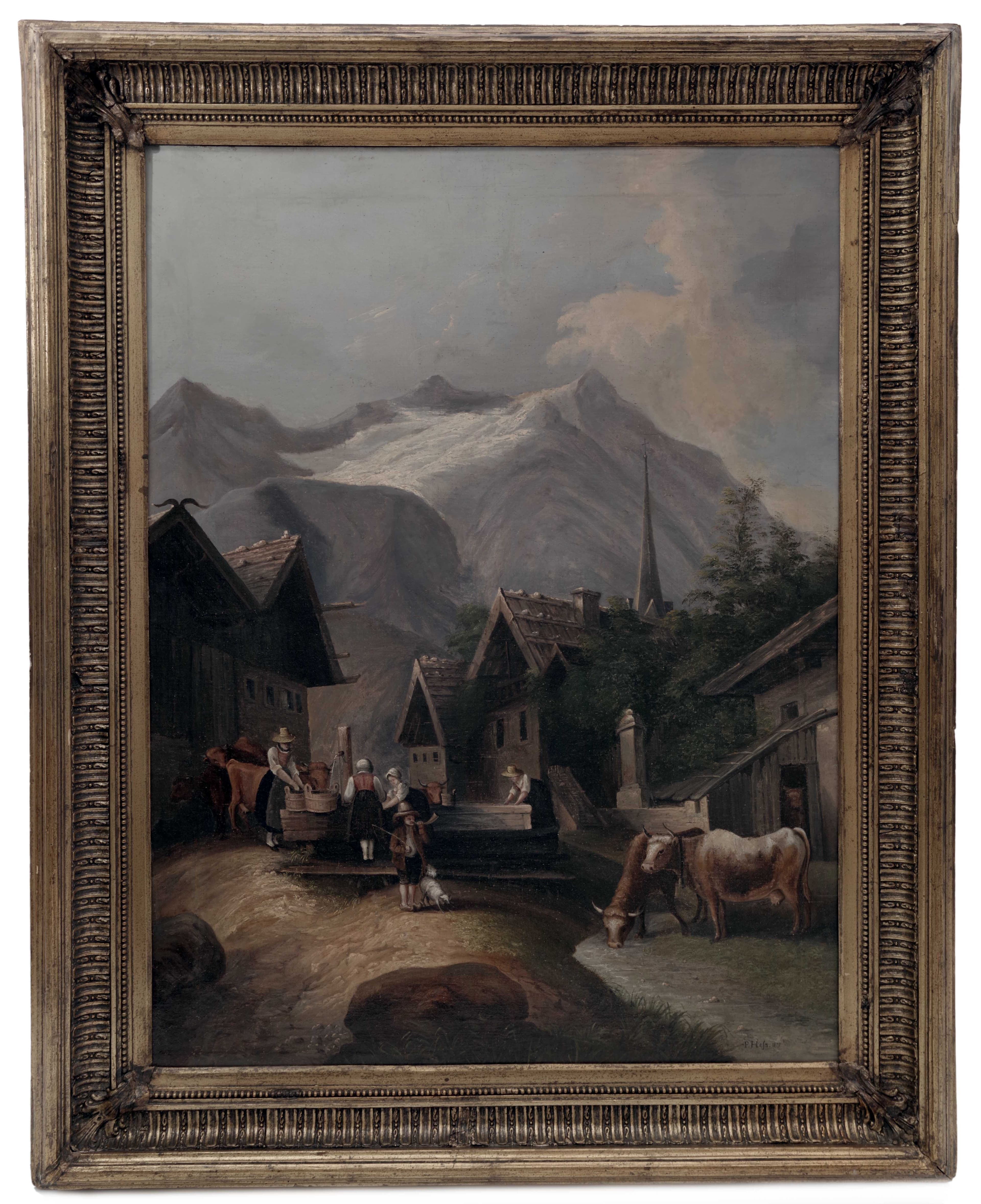 Alpská krajina s vesnicí, Peter Hess