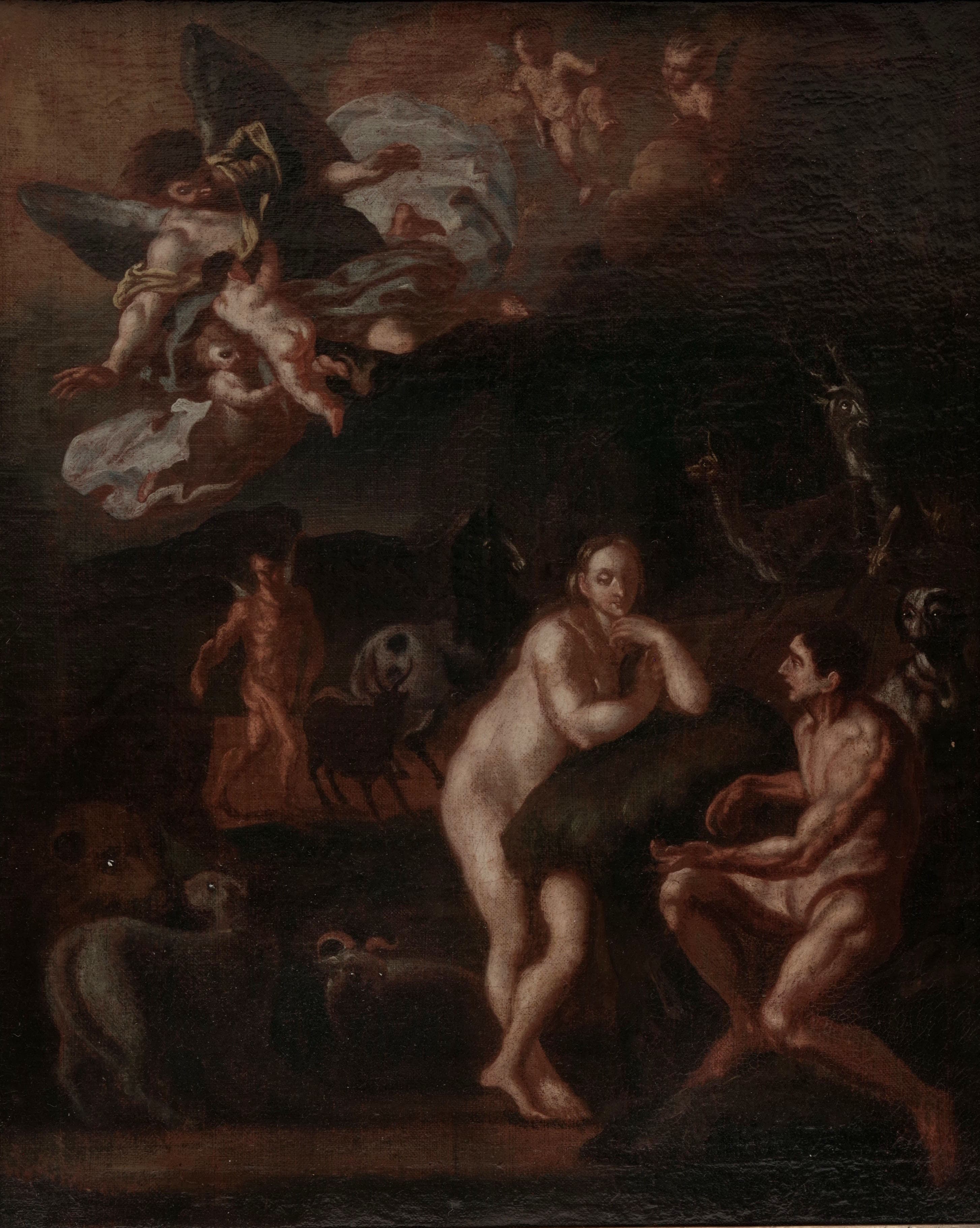 Adam a Eva v ráji, Francesco Solimena (následovník) — 2