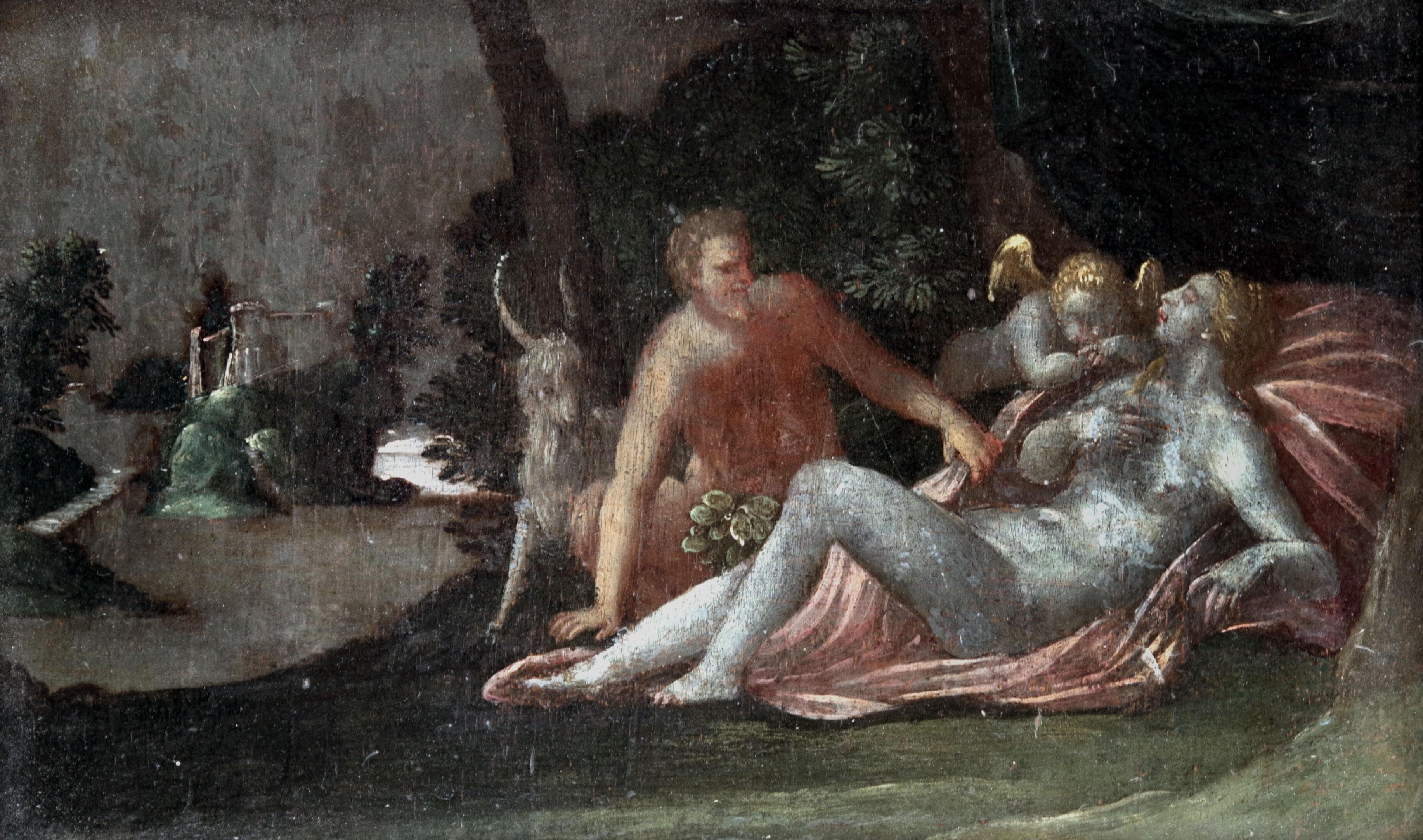 Venuše a satyr, Jan Brueghel (okruh) — 2