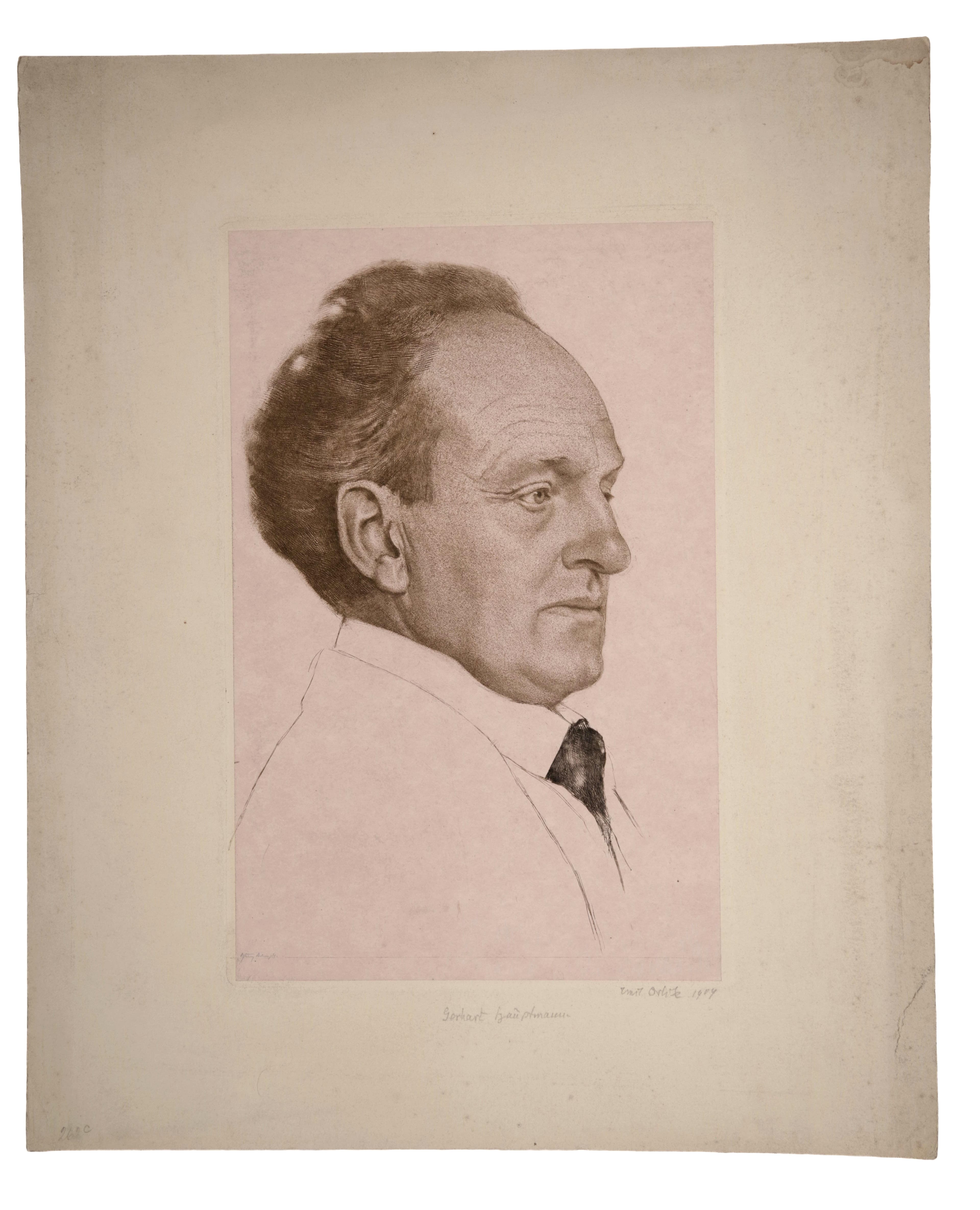 Spisovatel Gerhart Hauptmann v poloprofilu, Emil Orlik