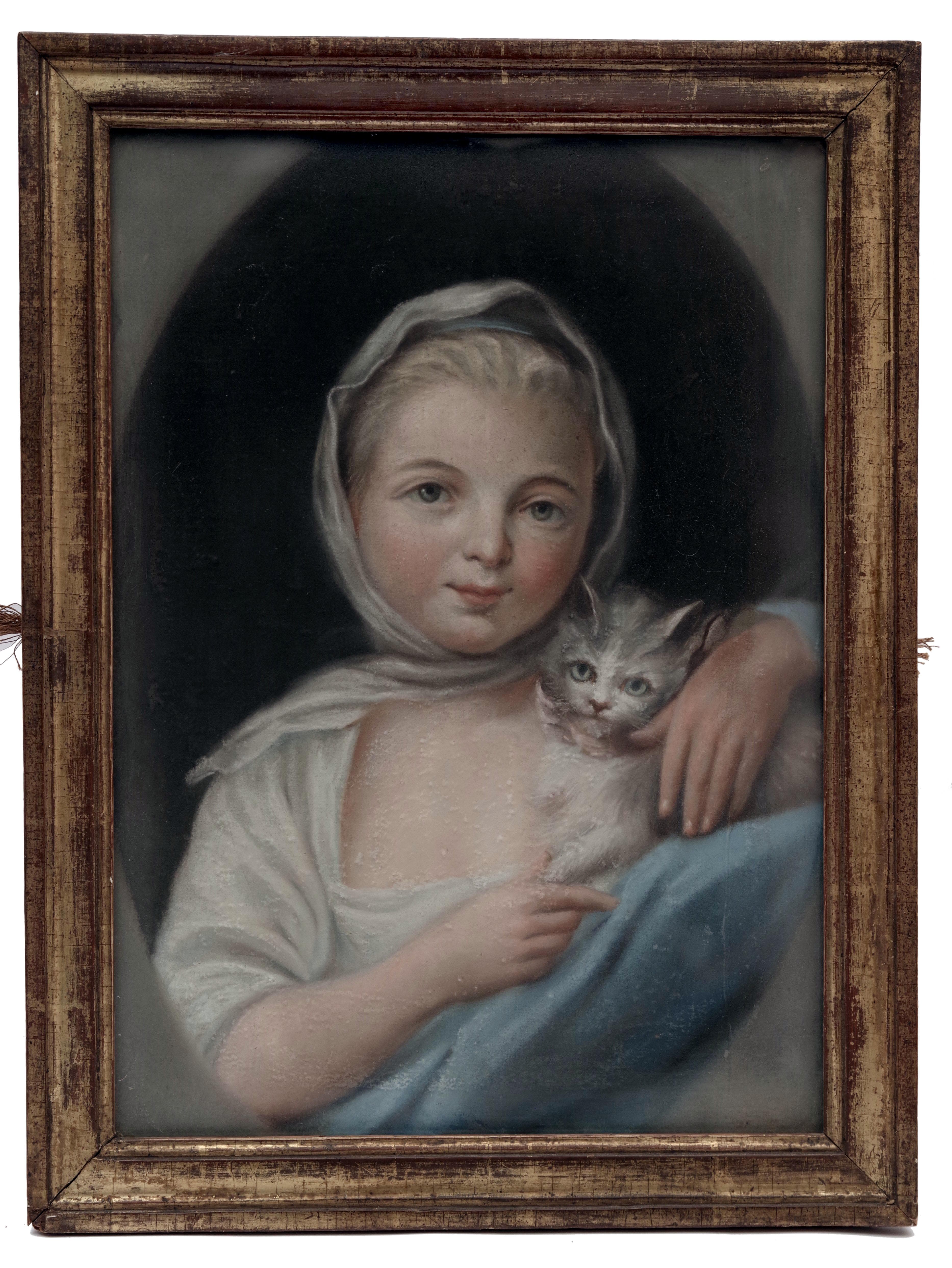 Portrét dívky s koťátkem, Jean-Baptiste Greuze (připsáno)