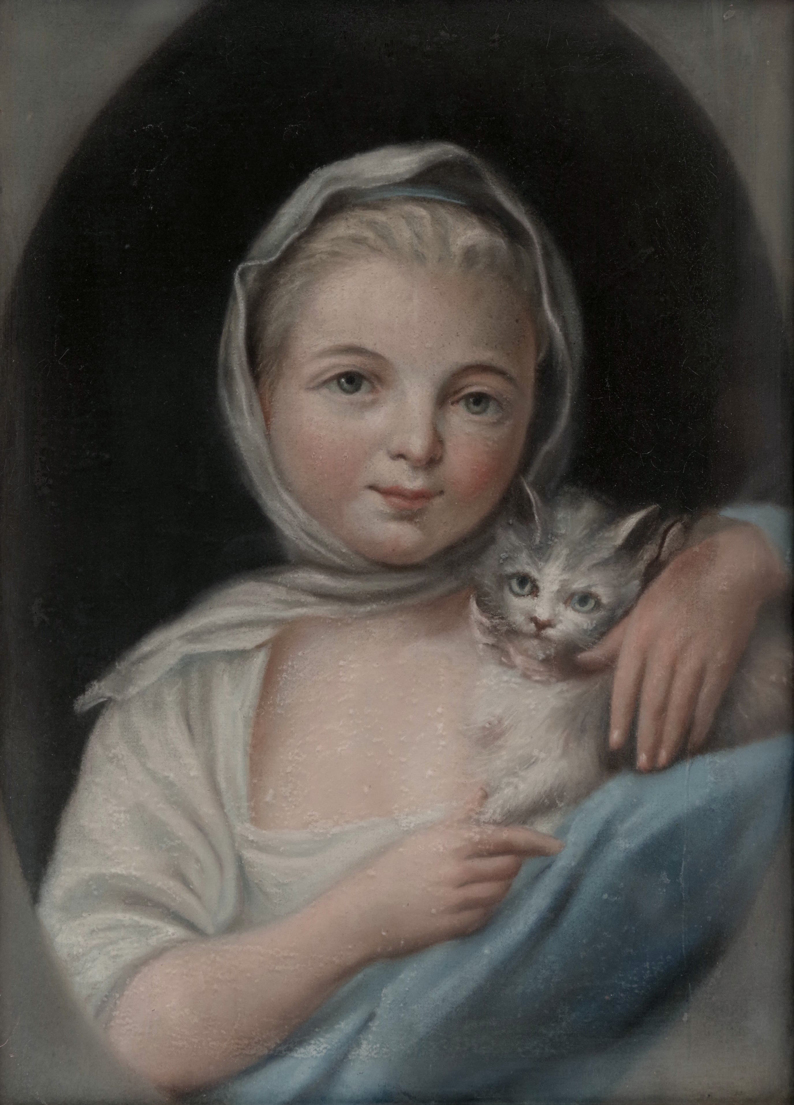 Portrét dívky s koťátkem, Jean-Baptiste Greuze (připsáno) — 2
