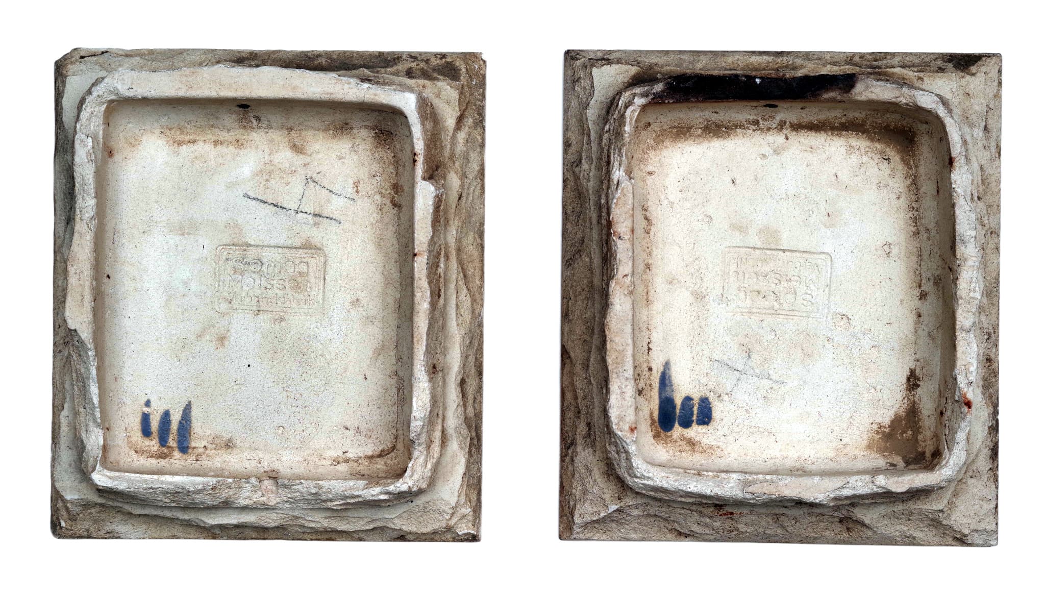 2 kachle z kamen s dekorem v nízkém reliéfu, Somag, Meissen — 2