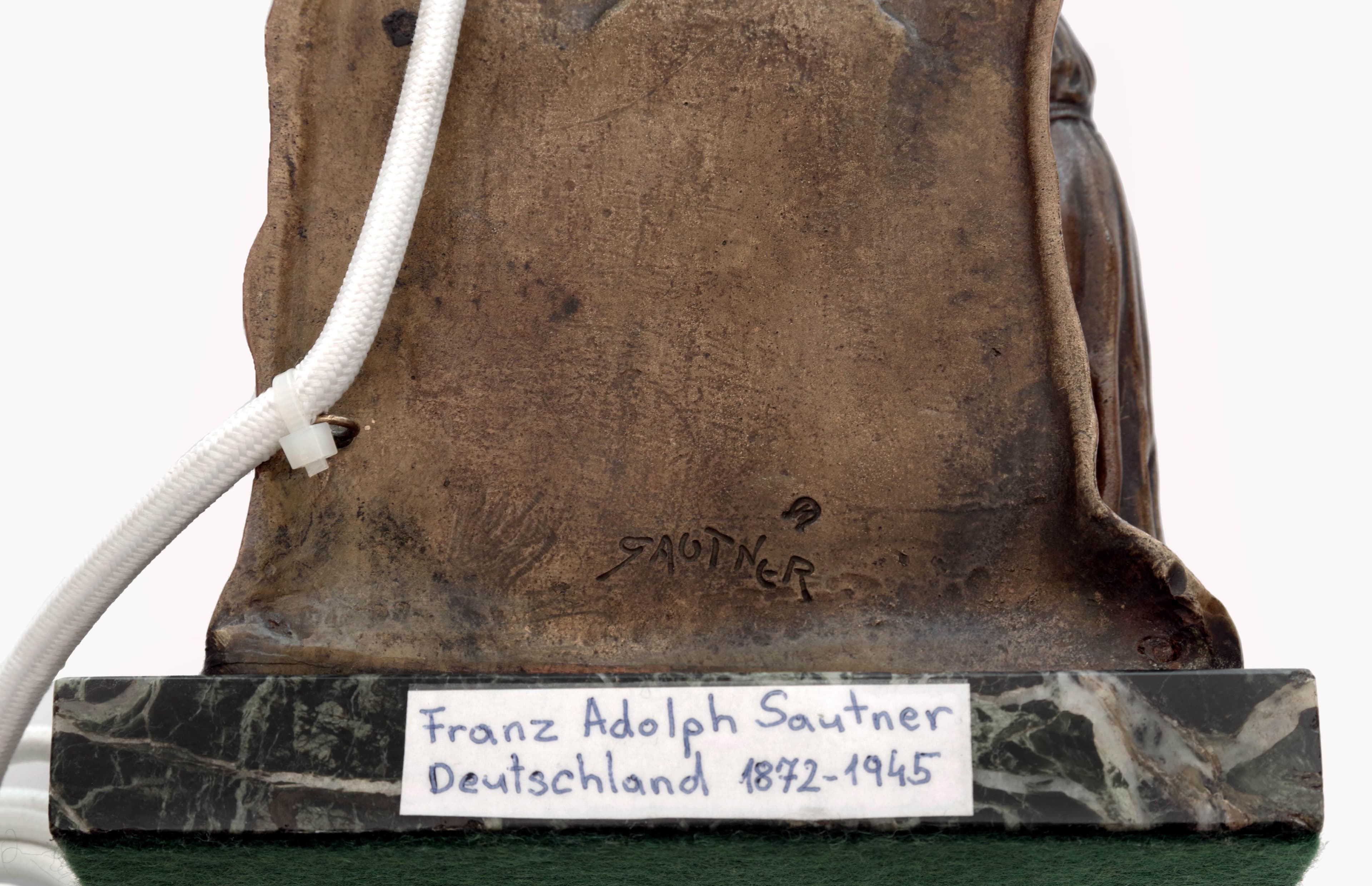Figurální bronzová stolní lampa, Franz Sautner — 3