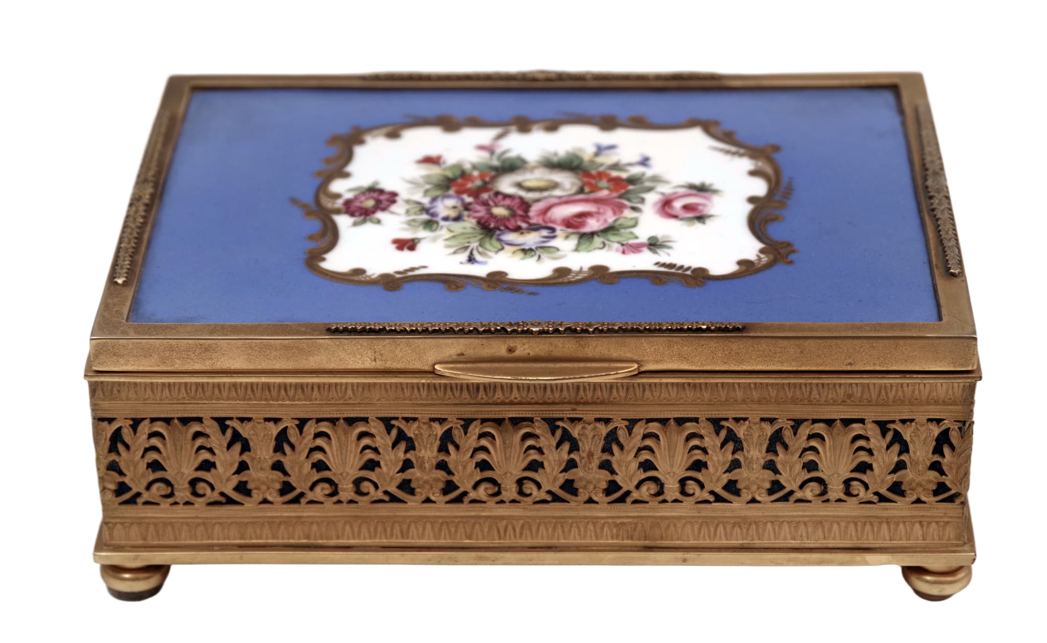 Francouzská šperkovnice ze Sèvresského porcelánu a pozlacené bronzu