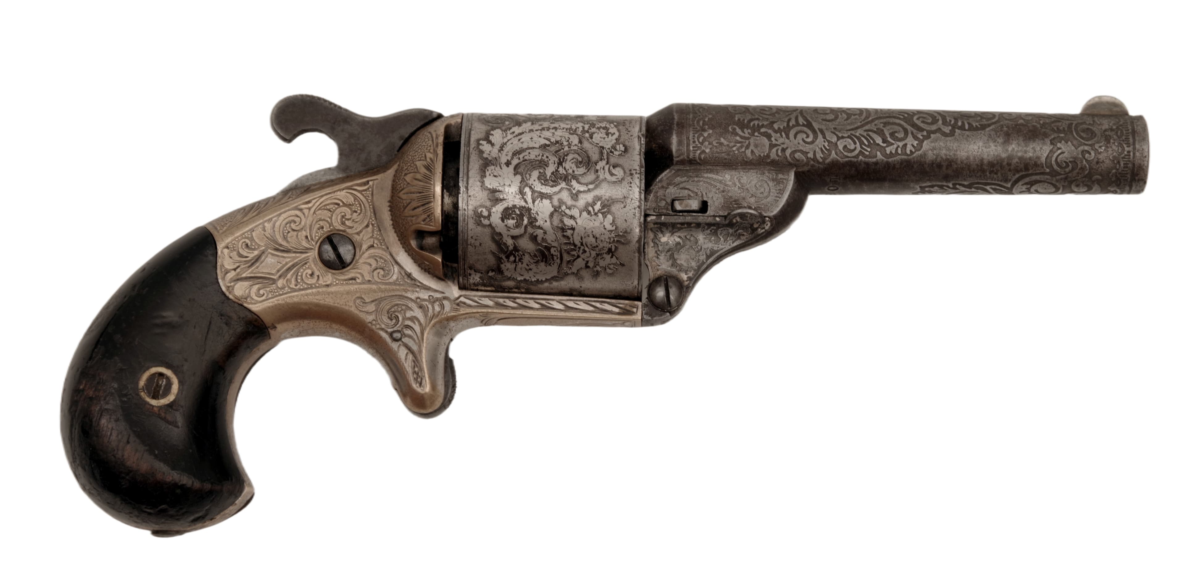 Leptaný a rytý revolver na bradavkový náboj v kazetě, Moore's Patent Firearms Co. — 4