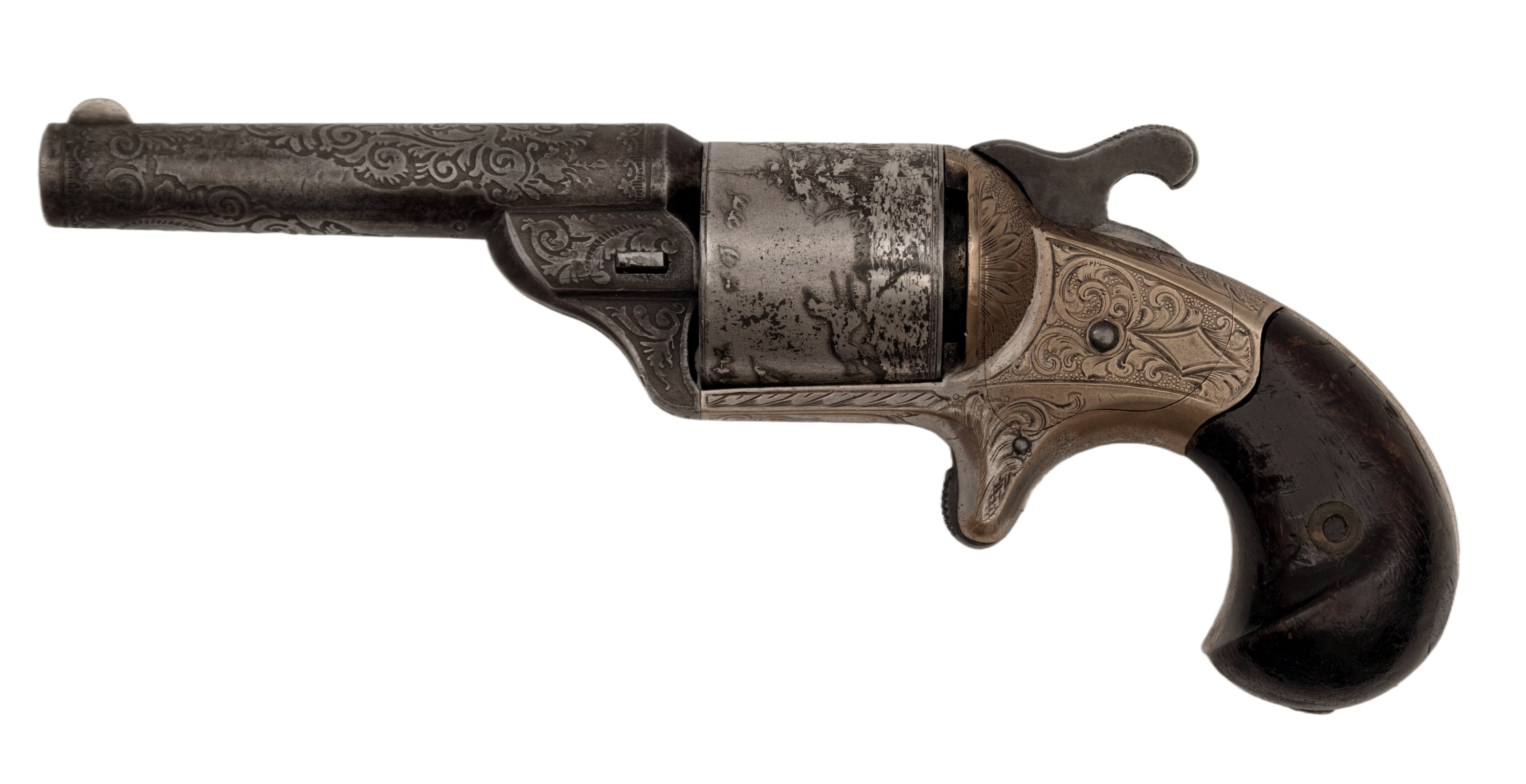 Leptaný a rytý revolver na bradavkový náboj v kazetě, Moore's Patent Firearms Co. — 5