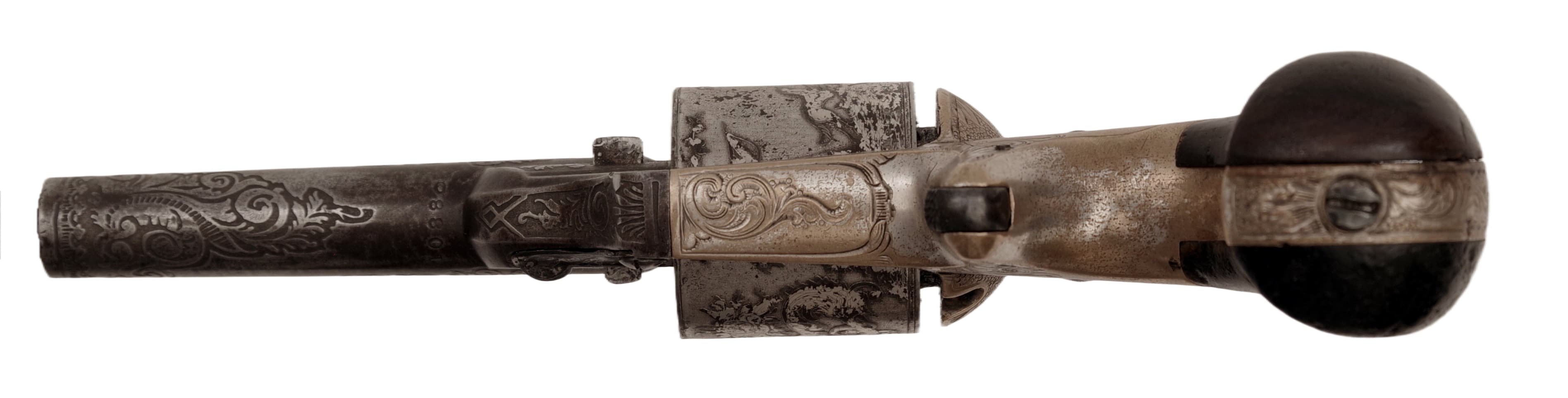 Leptaný a rytý revolver na bradavkový náboj v kazetě, Moore's Patent Firearms Co. — 7