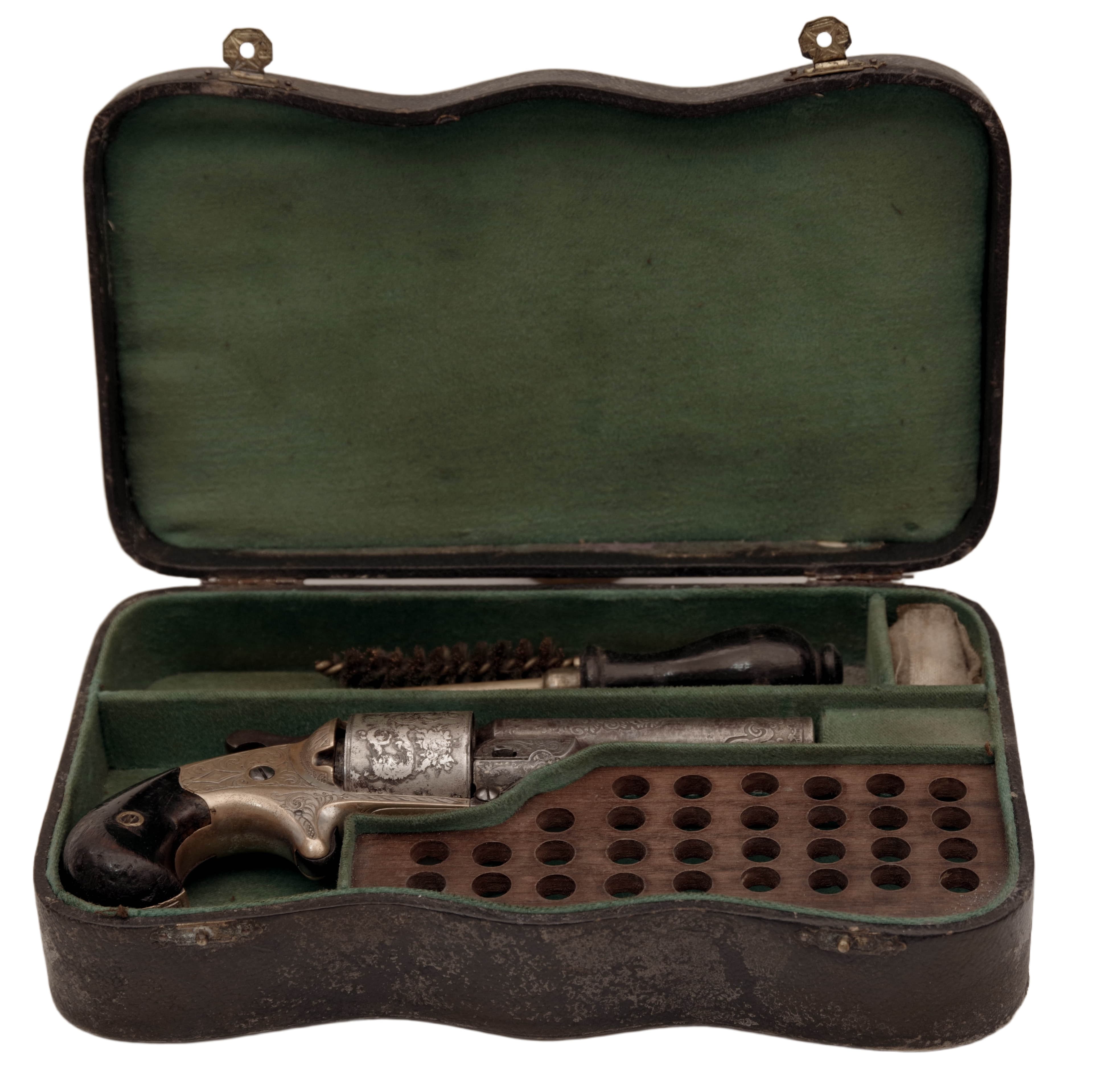 Leptaný a rytý revolver na bradavkový náboj v kazetě, Moore's Patent Firearms Co. — 8