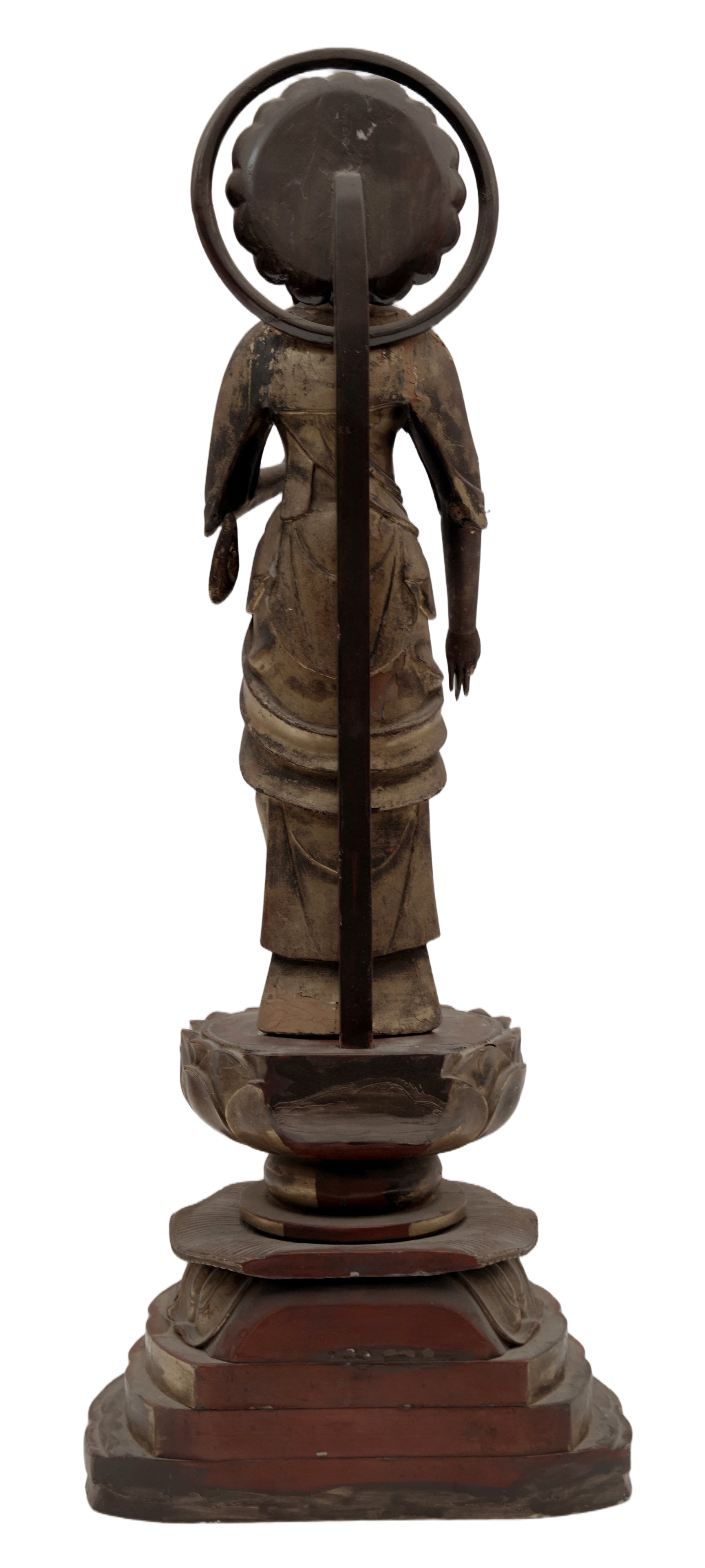 Jemně vyřezávaná dřevěná socha Jūichimen Kannon (Avalokiteshvary) — 4