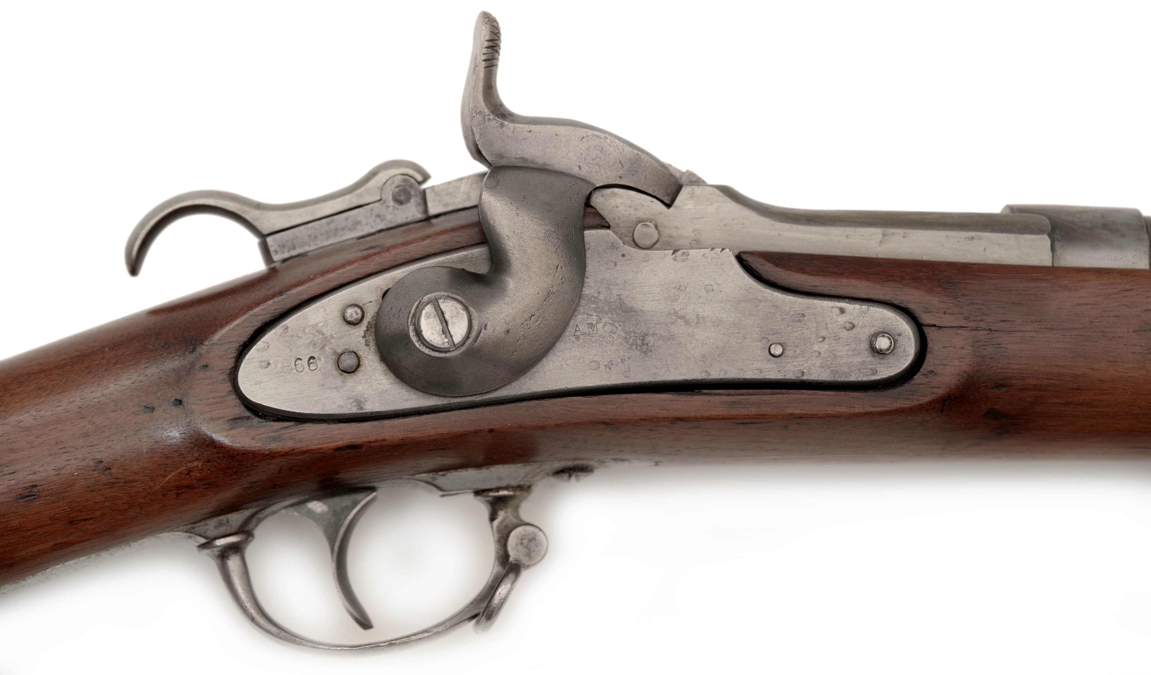 Vzácná pěchotní puška Amoskeag model 1863 (typ 2) konvertovaná na zadovku Roberts — 3