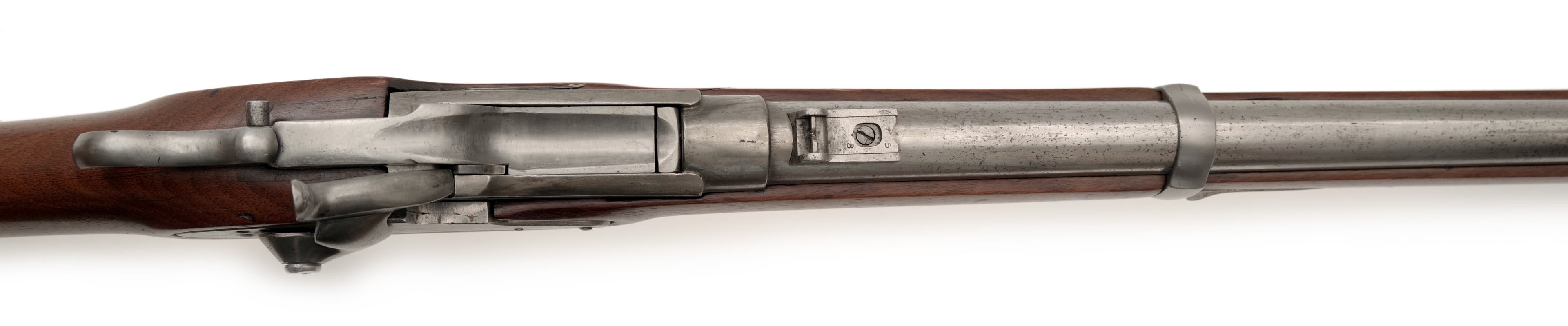Vzácná pěchotní puška Amoskeag model 1863 (typ 2) konvertovaná na zadovku Roberts — 5